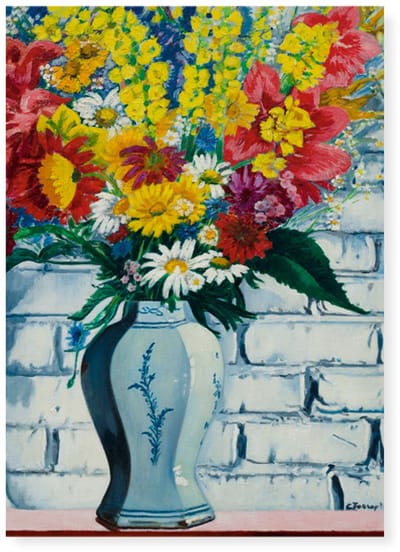 Lanzfeld Toorop - Poster Schilderij 50x70 cm - Vaas met Bloemen tegen Muur - Charley Toorop - Koker