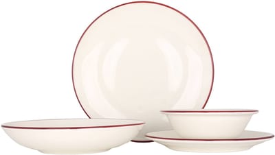 Bonna Serviesset (Medium) - Linea Burgundy - 24 delig - 6 persoons - Porselein