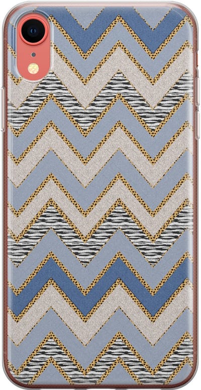 Leuke Telefoonhoesjes - Hoesje geschikt voor iPhone XR - Retro zigzag - Soft case - TPU - Print / Illustratie - Multi