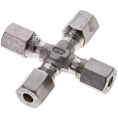 6L RVS Kruissok Knelfitting 315 Bar DIN 2353 - FL4X-O-S-06-L