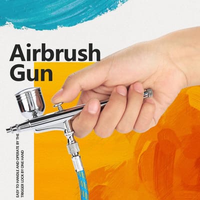 Airbrush Kit 0.2mm0.5mm Naald Zwaartekrachtvoeding Airbrush Spuitpistool voor Tattoo Nagelkunst Luchtverf zwart