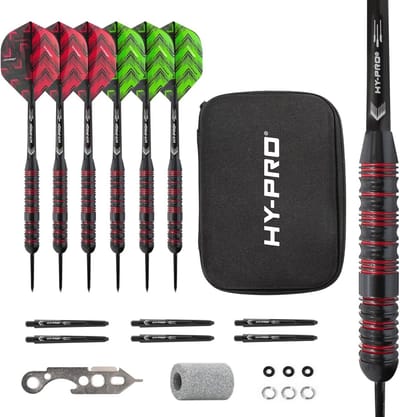Complete Dartset met 22 g Stalen Tip Darts, Aluminium en Kunststof Schachten, Flights en Accessoires in Opbergkoffer