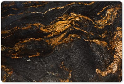 Placemats 45x30 cm - Placemat kunststof - 1 stuk - Marmer - Kalk - Zwart - Goud - Marmerlook - Luxe - Borden onderleggers - Decoratie voor op tafel - Keuken tafeldecoratie accessoires - Vinyl onderlegger - Tafelversiering