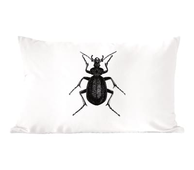 Sierkussens - Kussentjes Woonkamer - 50x30 cm - Zwart wit - Kever - Vintage - Insecten