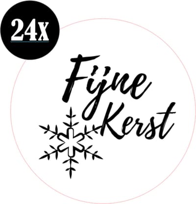 24x sluitstickers - Fijne kerst - Sluitzegel - sticker - kaart - 40 mm - matte sticker - etiketten - cadeau - inpakken