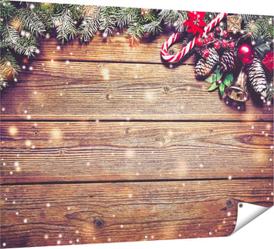 Gards Tuinposter Kerst Sfeer Achtergrond met Dennenbomen - 160x120 cm - Tuindoek - Tuindecoratie - Wanddecoratie buiten - Tuinschilderij