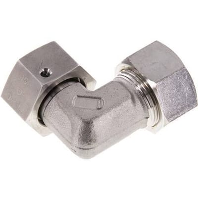 M26x1.5 x 18L RVS Verstelbaar L-Knelfitting 90 graden met Afdichtconus en O-ring 315 Bar DIN 2353 - FL2E-NO-STFP-26-18-LO