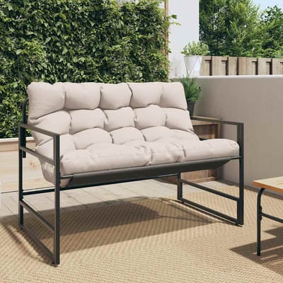 vidaXL - Tuinbank - met - kussen - 113 - m - staal - taupe