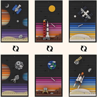 Gobricks MOC Tales of the Space Age 2 Bakstenen Sonde in een baan om Saturnus Bouwsteen Schilderen Educatief Speelgoed Cadeau gray