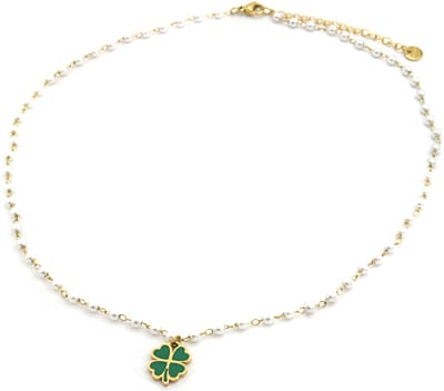 Ketting met Klaver - RVS - Lengte 39-44 cm - Goudkleurig