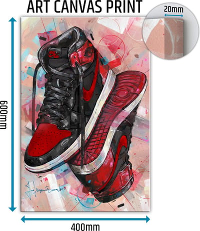 Sneaker canvas upside down banned bred 40x60 cm