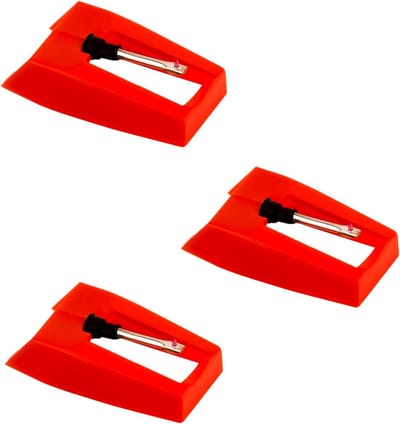 3st Platenspeler Naald, Draaitafel Vervangende Naald Duurzaam Platenspeler Naald Vervangen voor Vinyl Platenspeler (Rood)