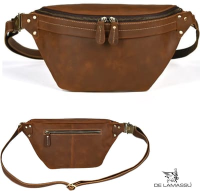 DE LAMASSU® Leren Heuptas – Crossbody Sling Bag – Echt Leer – Compact – Voor Dagelijks Gebruik, Reizen en Werk