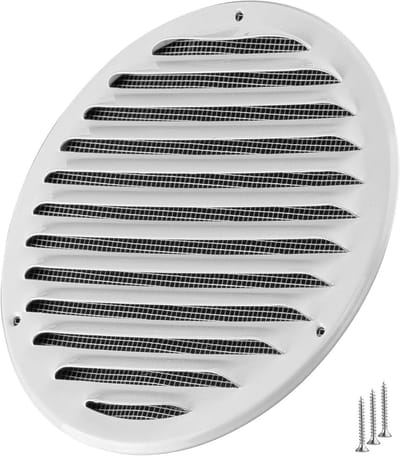 Ventilatierooster Metaal - Luchtrooster Afzuiging - Efficiënte Luchtcirculatie - Ingebouwd Insectengaas - 160 mm - Wit