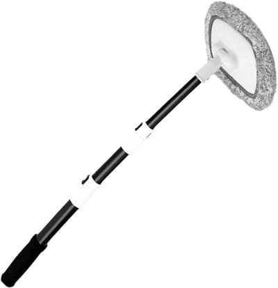 Auto Wasborstel Lange Steel - Voertuig Reiniger - Voertuigen Poetsen - Verstelbare Gebogen Steel - 110 cm - Grijs