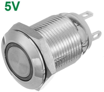 OTRONIC® Drukknop | Moment - puls | 5V LED Oranje | RVS | 12mm