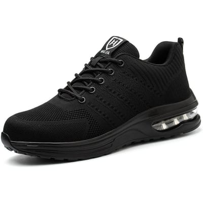 Veiligheidsschoenen met stalen neus Dames Heren Werksneakers Anti-Punctie Ademende Werkschoenen Dames Beschermende Onverwoestbare Schoenen Vrouwelijk 36 black