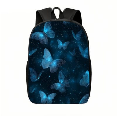 Vlinder Rugzak | Vlinderpatroon Rugtas | Blauwe Vlinder Rugzak | Schattige Dierenrugzak | Rugzak Meisjes | Rugzak Jongens | Mooie rugzakken met Vlinderprint | 20 Liter | Kinder Rugzak
