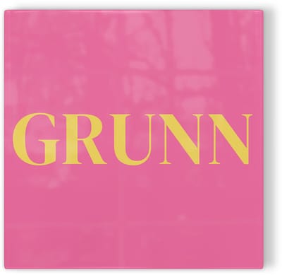 Tegeltje Groningen Grunn - roze geel - tegeltje stad - tegeltje met tekst
