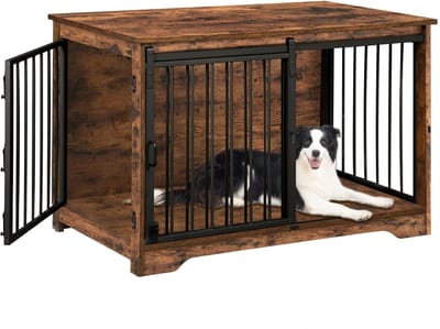 Zolara Hondenbench - Meubel - Hout - 100 cm - Hondenkooi - Vintage bruin - Hondenhok voor middelgrote honden