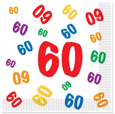 32x stuks 60 jaar leeftijd themafeest servetten 33 x 33 cm papier - 60e verjaardag papieren servetjes