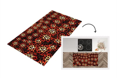 Keukenloper - Loper keuken - Luipaard - Patronen - Rood - Zwart - 120x60 cm - Keukenloper vinyl