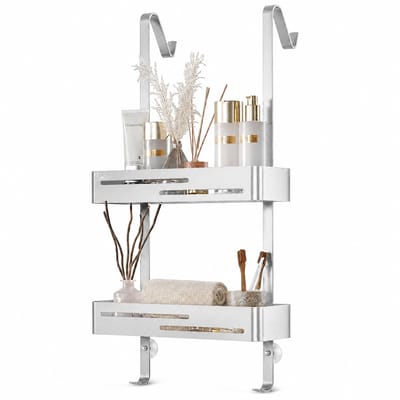 BOTC Doucherekjes - Doucherek - Doucherek hangend - Anti kras twee laags - RVS - Badkamer accessoires - Zilver