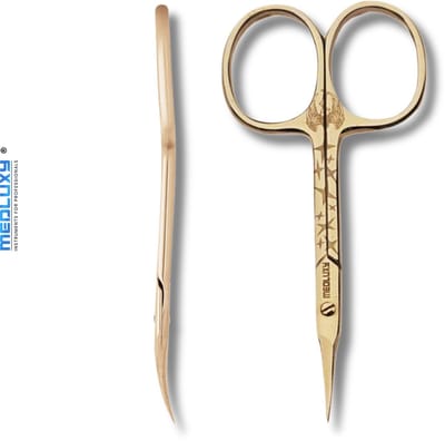 MEDLUXY® Expert - Nagelriemschaar - Gebogen - 9.5 cm - Gold Limited Edition - INOX - PM0643 - huid- en vellenschaartje, Nagelriemknipper, Cuticle Cutter, nagelriem schaar