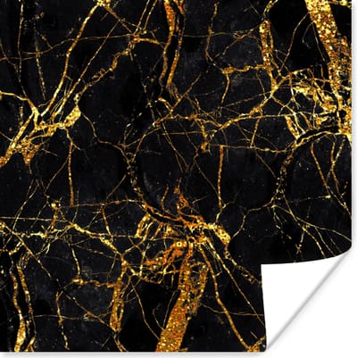 Poster Goud - Marmer - Glitter - Luxe - 100x100 cm XXL
