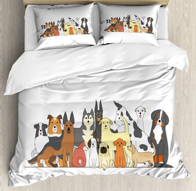 ABAKUHAUS Hondendekbedovertrek Set voor eenpersoonsbedden, mijtbestendig geschikt voor allergiepatiënten met kussensloop, 130 x 200 cm, meerkleurig