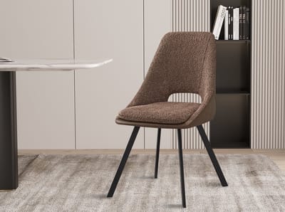 Interiax Eetkamerstoel Ada BouclÃ© Zand Rug PU Bruin