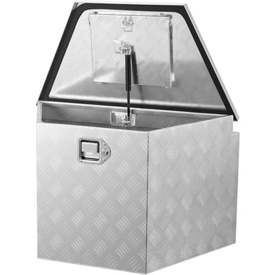 Boîte sur flèche de remorque, 737 x 410 x 457 mm Boîte à outils en aluminium sur flèche de remorque, Organisateur de rangement robuste avec serrure et clés, Coffre à outils utilitaire pour pick-up