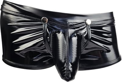 BamBella ® - Boxer short Maat S Zwart Datex (Latex en stof SM kleding BDSM kruisloos erotische heren kleding