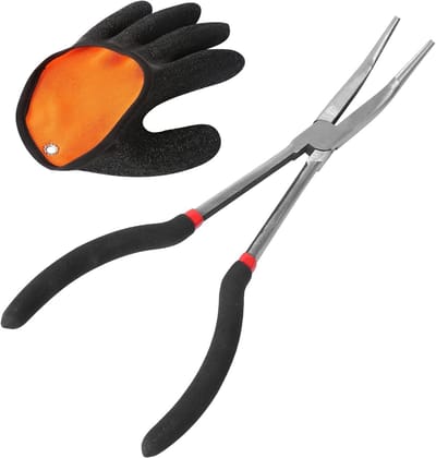 Visgereedschap met Gebogen Pliers van 28 cm, Haakopener en Vissershandschoenen voor het Vangen van Roofvissen met een Lange Hengel en Accessoires