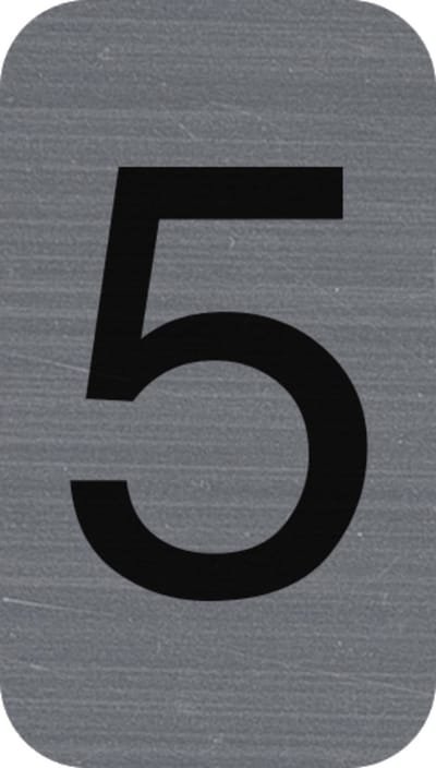 Exacompta Zelfklevend plaatje in imitatie aluminium Cijfer 5 - 2,5x4,4 cm - Grijs - 67185E