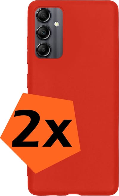 Hoes - 2 Stuks - Geschikt voor Samsung Galaxy A14 - Sterk & Shockproof - Case Siliconen - Back Cover - Telefoon Hoes - Rood