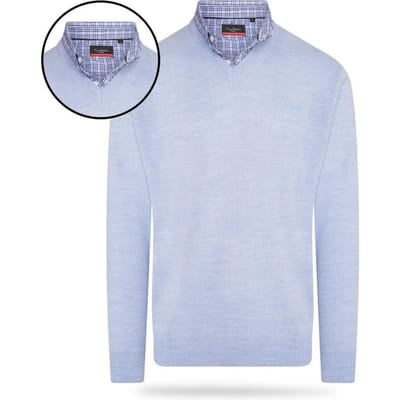 Pierre Cardin - Heren Sweaters Mock Pullover - Blauw - Maat S