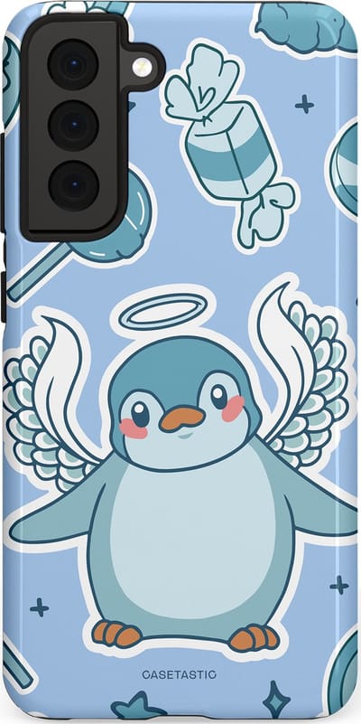 Casetastic Hoesje Geschikt voor Samsung S21 FE - Stijlvolle Beschermende Duo-layer Case - Pinguin vleugels