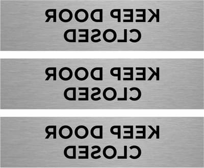 Deur Dicht Huisbord - Waarschuwingsbord Deur - Veiligheid Aangeven - Zelfklevende Bevestiging - 200 x 50 mm - Geborsteld Zilver