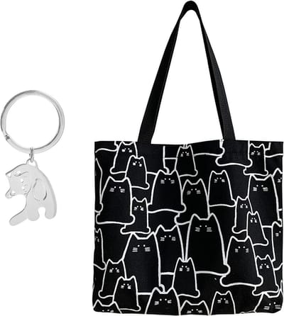 Linnen Schoudertas voor Katten, Grote Capaciteit, Handige Rits, Stijlvolle Winkeltas, Dierlijke Accessoires, Duurzaam en Praktisch