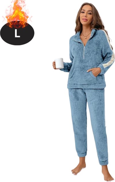 Nivard Joggingpak - Huispak - Volwassenen - Trainingspak - Comfortabel - Joggingsbroek - Tracksuit - Dames - Blauw - L