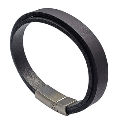 As armband Double schuifsluiting zwart-zwart 17 cm