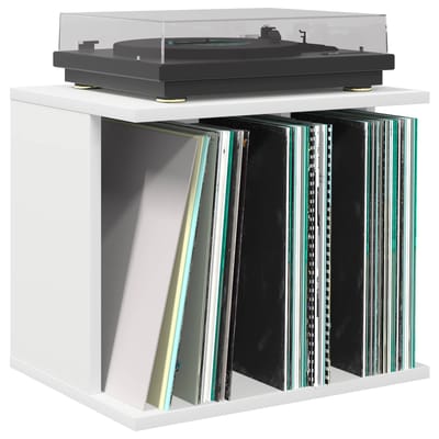 vidaXL - Vinyl - Platen - Opslag - Wit - 42 - x - 33 - x - 36 - cm - Bewerkt - hout