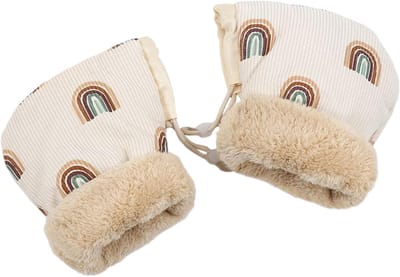 Kinderwagen Handwarmer - Pluche Mouw - Winterse Uitjes - Winddichte Voering - 25 x 15 cm - Regenboogpatroon