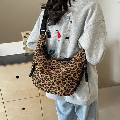 Crossbody tassen met luipaardprint voor dames Corduroy casual schoudertassen Dames Sac A Main Femme Designer luxe handtassen 36cmX21cmX7cm black