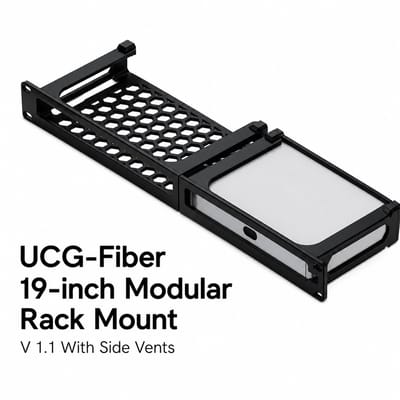 19 Inch Rackmount Geschikt voor Ubiquiti UniFi UCG-Fiber – Modulaire Rack Beugel – Serverkast Accessoire – Zwart
