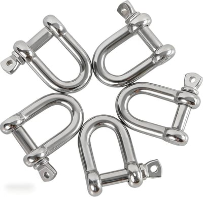 D Ring Beugels van 304 RVS - Heavy Duty Koppeling, Verbindende Haak, 6 Stuks voor Sterke Constructie