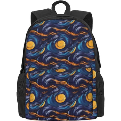 Waterverf Sterrennacht Rugzak Abstracte Kunst Student Polyester Wandelrugzakken Zacht Leuke Schooltassen Rugzak 36x32x10cm