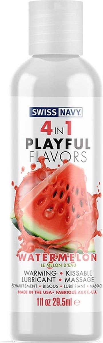 Swiss Navy - 4 in 1 Playful Flavors - Likbaar en Verwarmend Glijmiddel en Massage - Watermeloen
