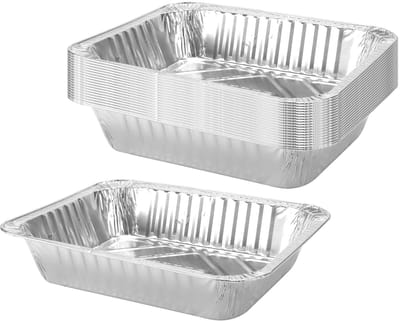 Dailygoods- Dienbladen 32 x 26 x 6 cm - 20 Stuks - Aluminiumfolie - Stevige Constructie - Geschikt voor Grillen/Serveren - Capaciteit 3500 ml - Aluminium Trays
